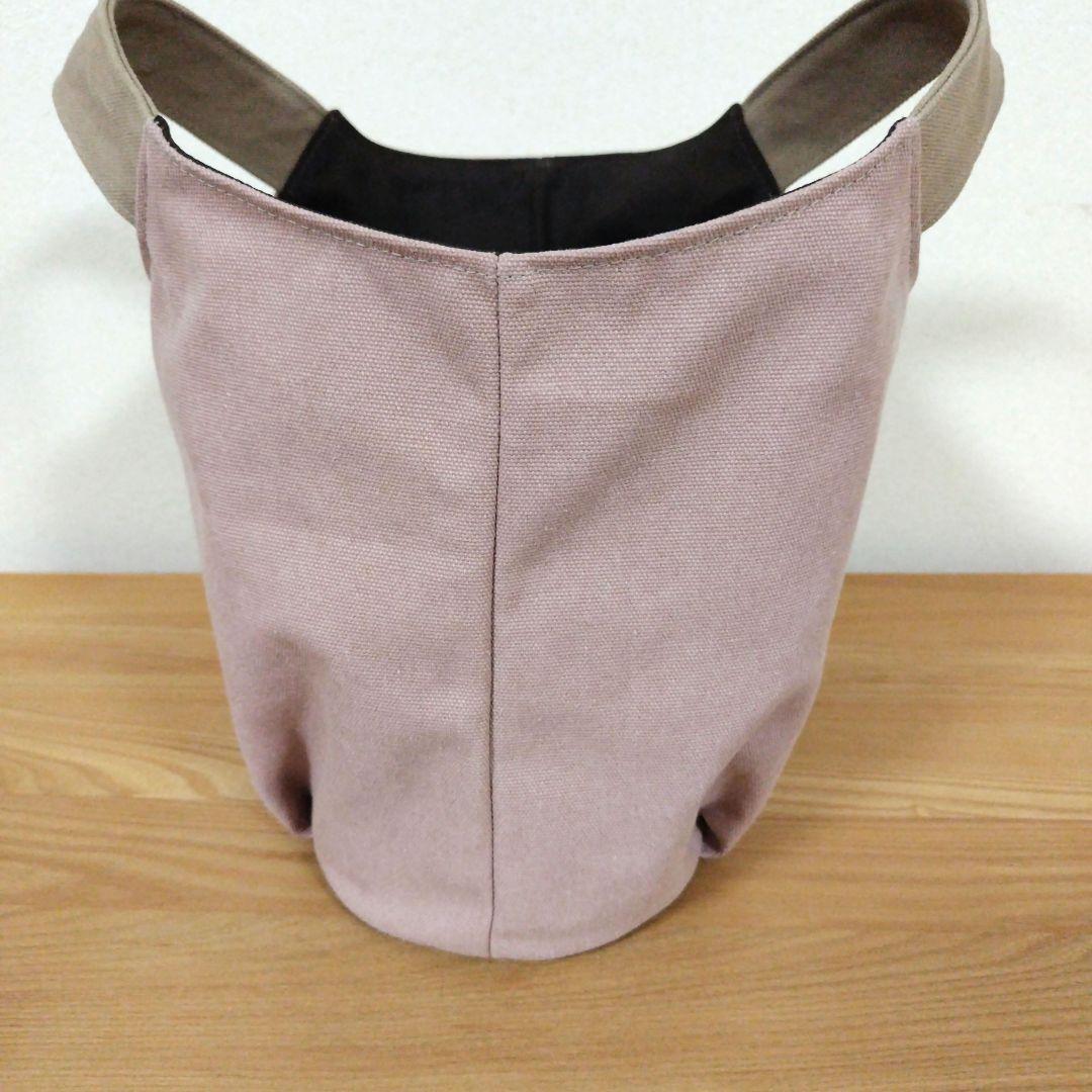 ハンドメイド、トートバック、帆布 マルシェ、ブラウン、バイカラースモーキーピンク