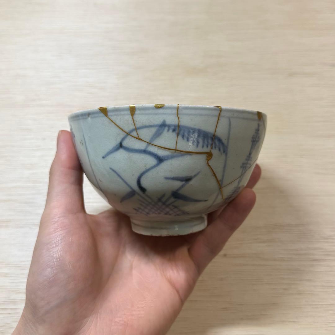 初期伊万里 染付 茶碗 江戸時代 金継ぎ 古唐津 古伊万里 古美術 骨董 陶片