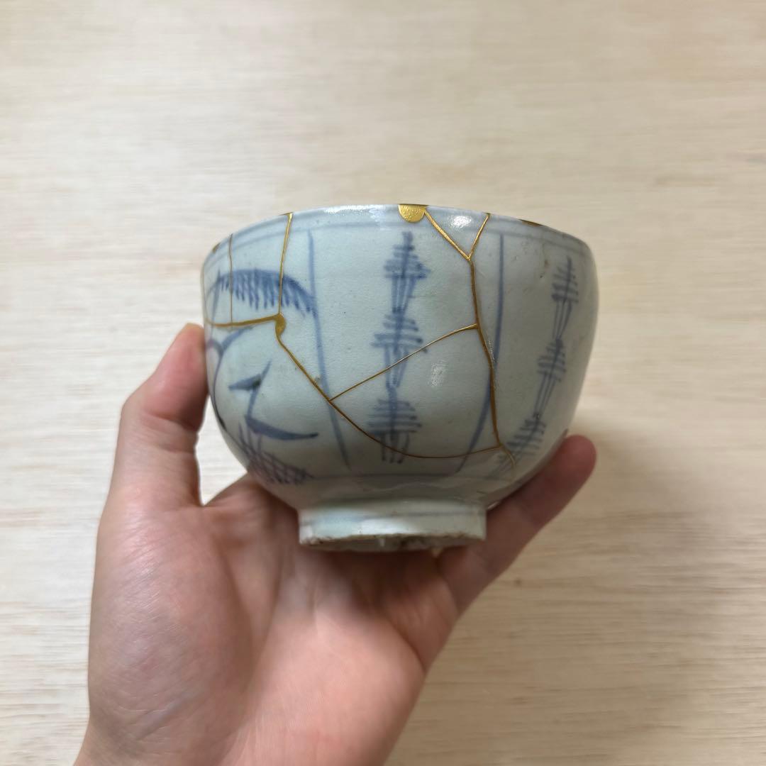 初期伊万里 染付 茶碗 江戸時代 金継ぎ 古唐津 古伊万里 古美術 骨董 陶片