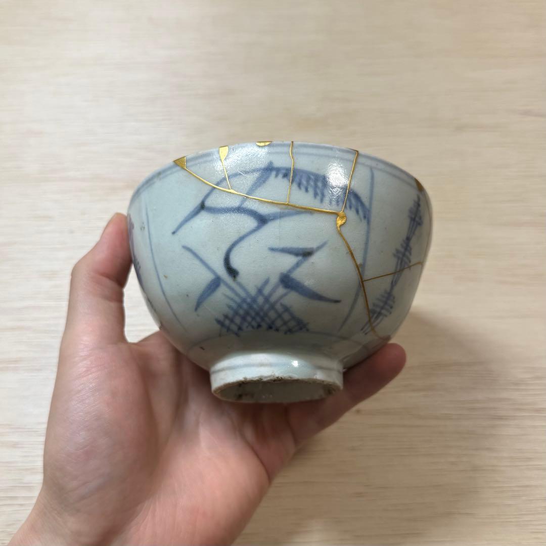 初期伊万里 染付 茶碗 江戸時代 金継ぎ 古唐津 古伊万里 古美術 骨董 陶片