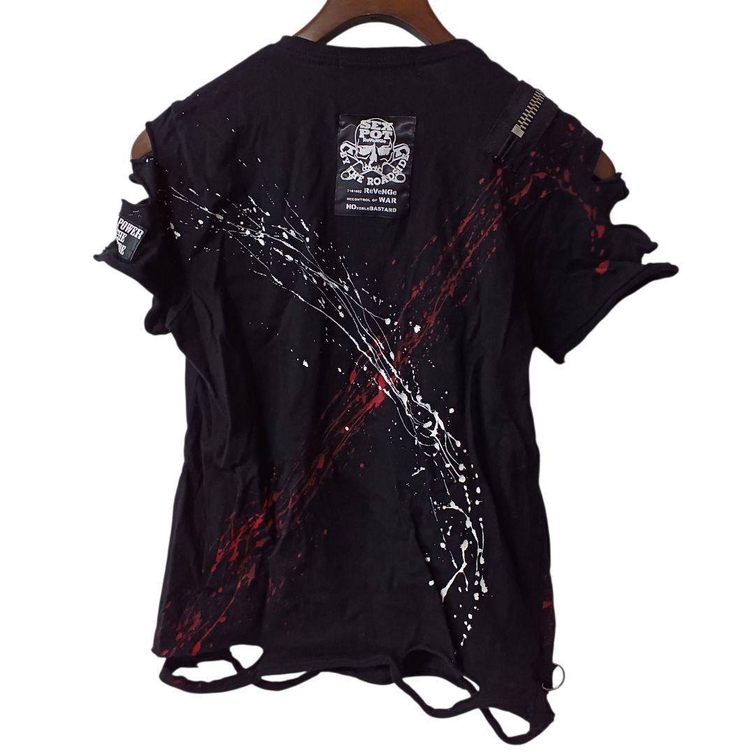 SEX POT ReVeNGe ペイント チェーン 安全ピン ジッパー Tシャツ