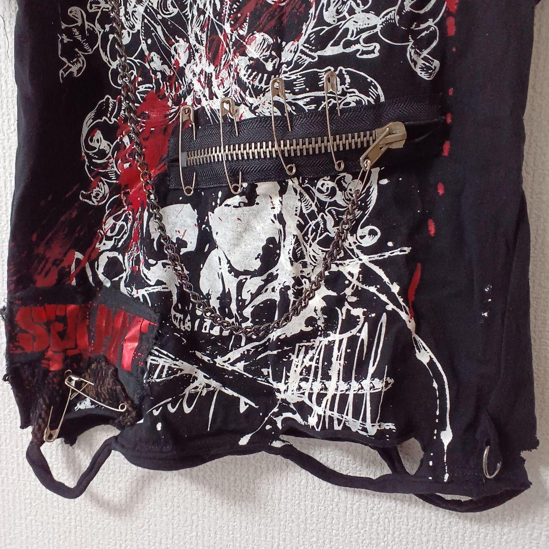 SEX POT ReVeNGe ペイント チェーン 安全ピン ジッパー Tシャツ