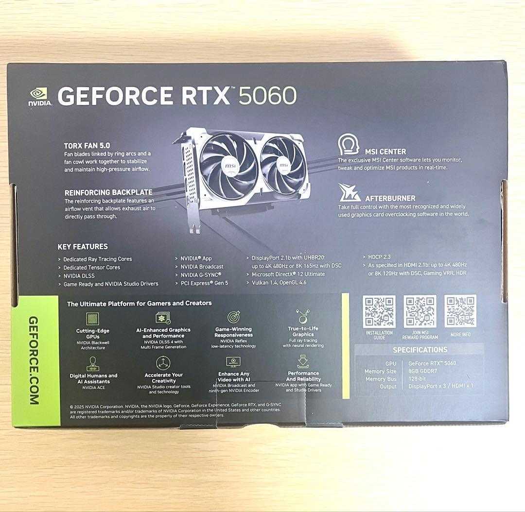 【新品・未開封】即日発送可能！MSI GeForce RTX 5060 8G ]