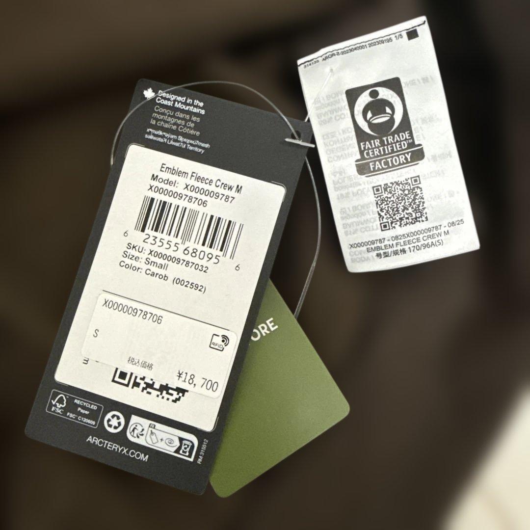 【国内正規店購入未使用新品】アークテリクスエンブレムフリースクルーメンズ茶S