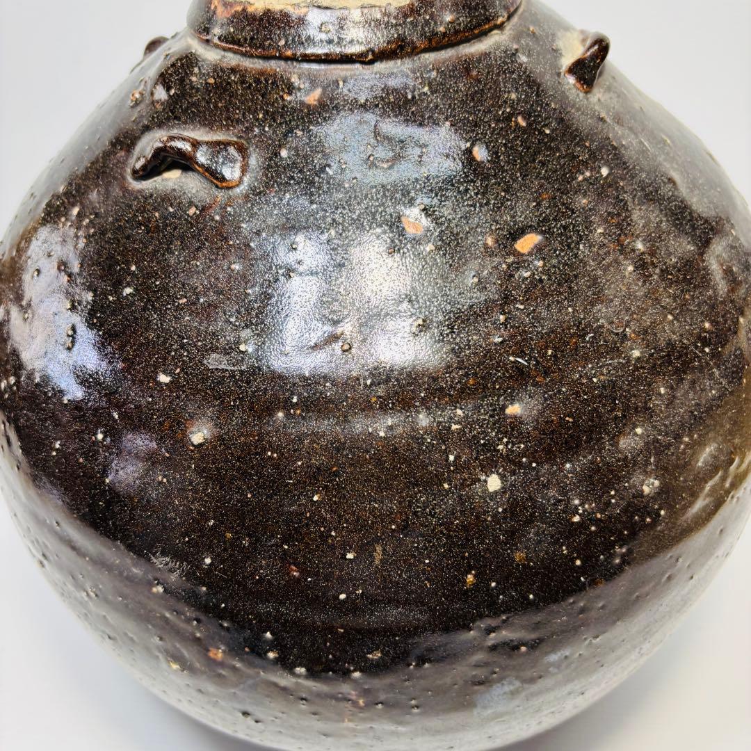 呂宋壺 黒釉四耳壺 大壺 高さ35cm 南安 ルソン 渡来 東南アジア美術