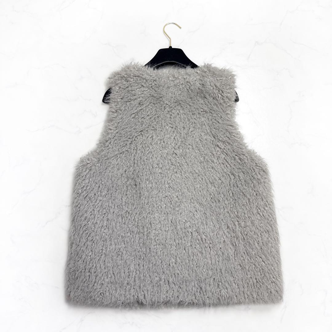 23AW アナイ ANAYI フェイクファー ジレ 38 ベスト グレー系