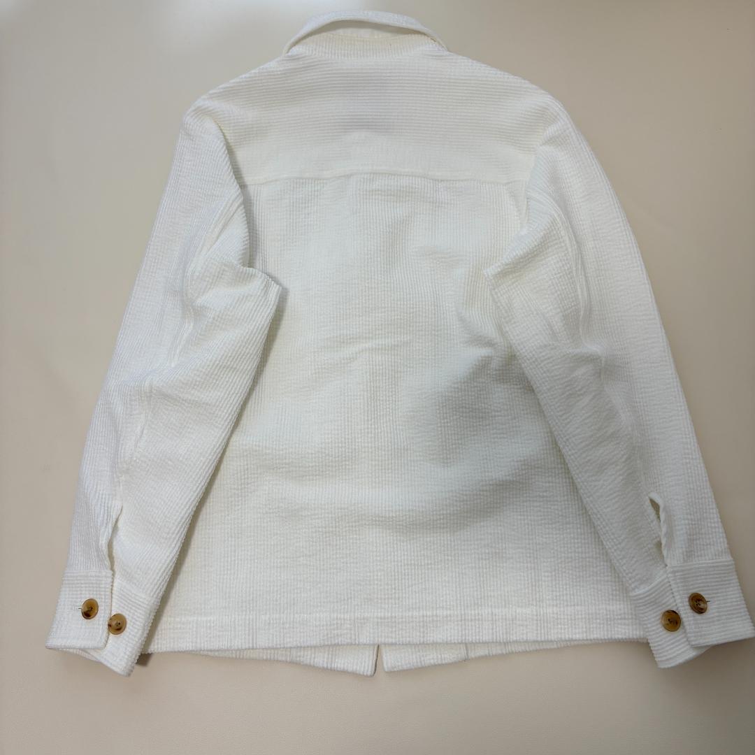 美品　キャバン　ストレッチコーデュロイ シャツブルゾン　ホワイト　Lサイズ