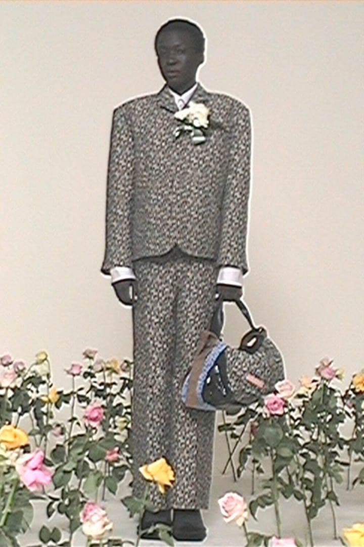 Acne Studios 23SS メンズライン デニムレザーショルダーバッグ