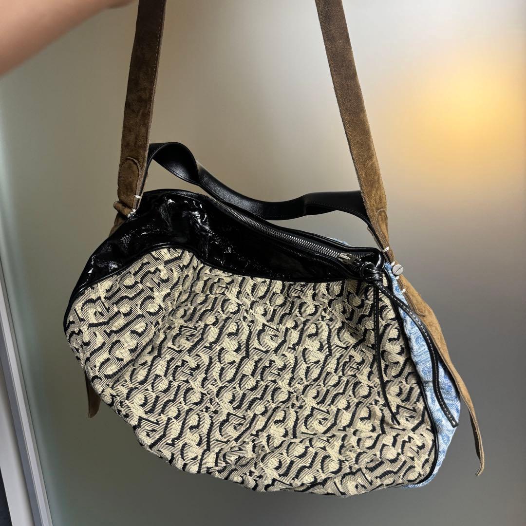 Acne Studios 23SS メンズライン デニムレザーショルダーバッグ