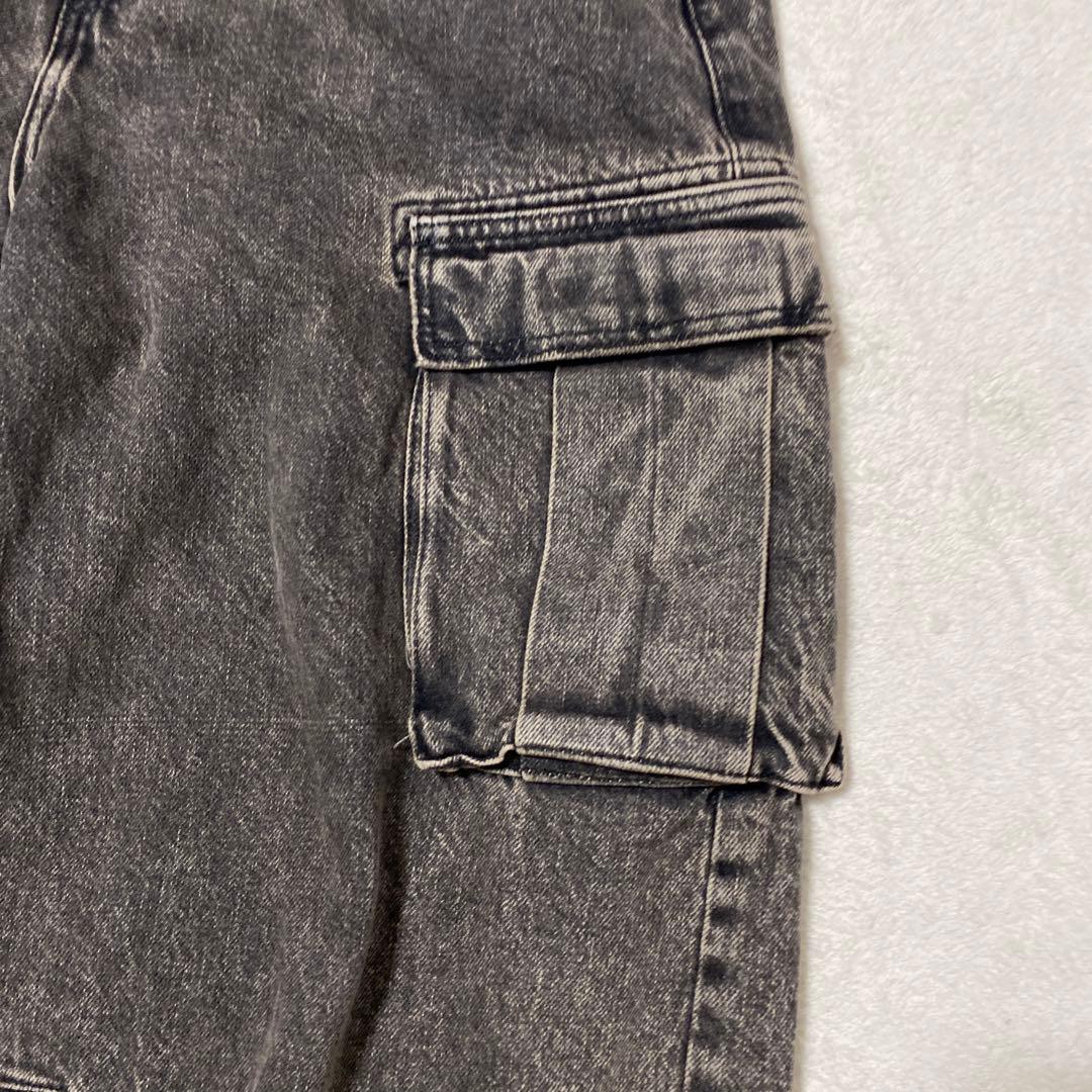 ZARA ユーティリティーマルチポケットカーゴパンツ 黒 ケミカルウォッシュ