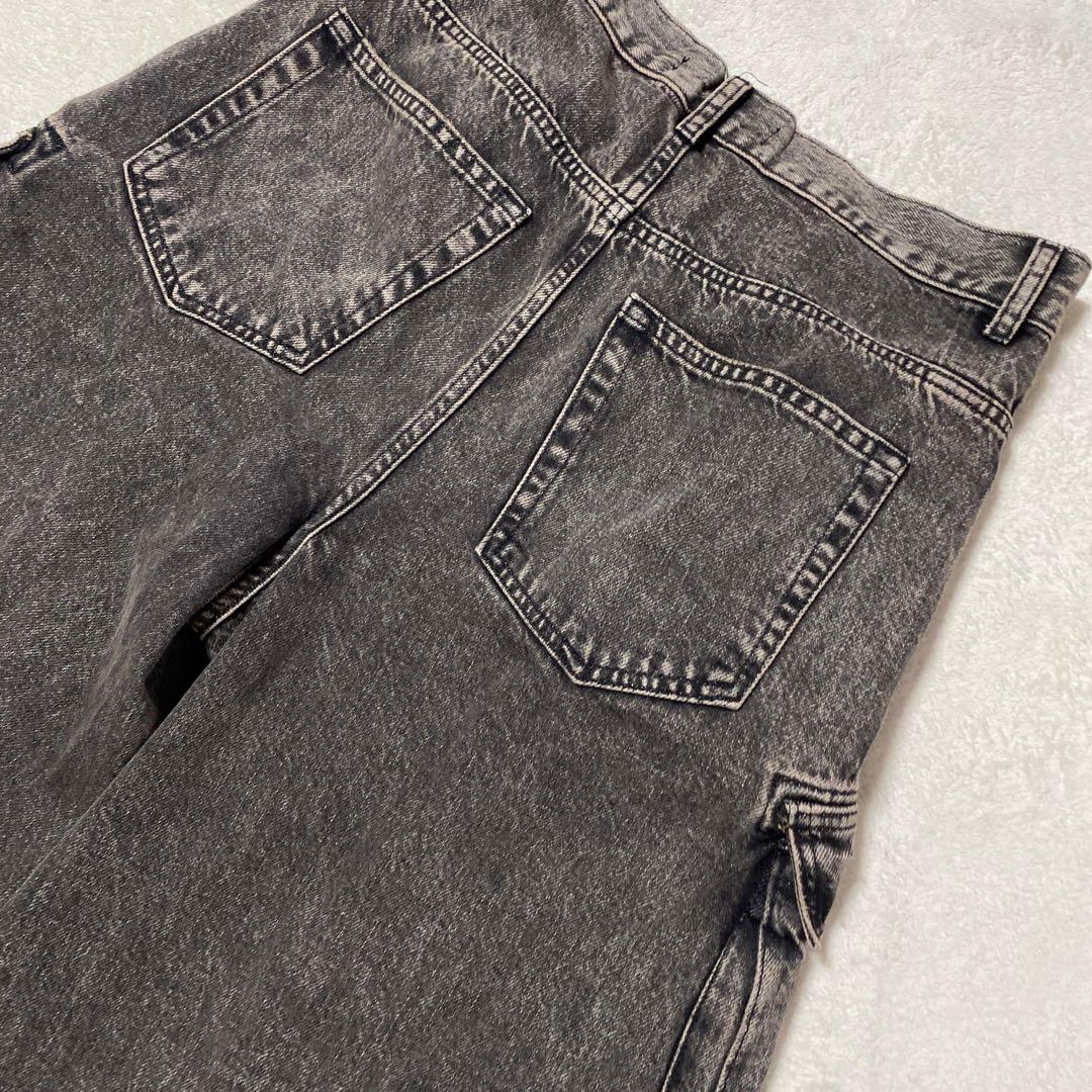 ZARA ユーティリティーマルチポケットカーゴパンツ 黒 ケミカルウォッシュ