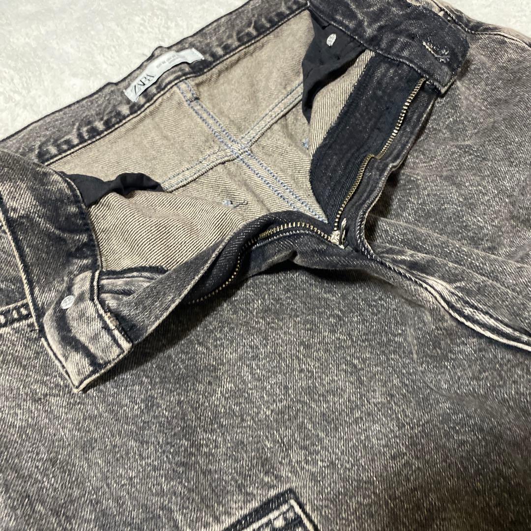 ZARA ユーティリティーマルチポケットカーゴパンツ 黒 ケミカルウォッシュ