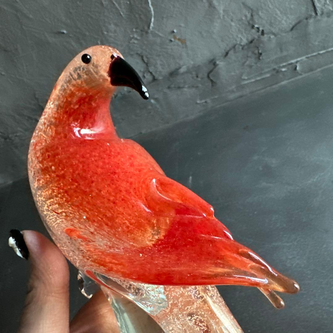 瞬間お値下げ‼️すごい存在感！イタリア製ムラーノガラス　フォルミア社製オウム置物