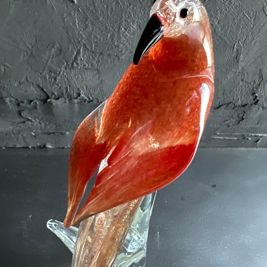瞬間お値下げ‼️すごい存在感！イタリア製ムラーノガラス　フォルミア社製オウム置物