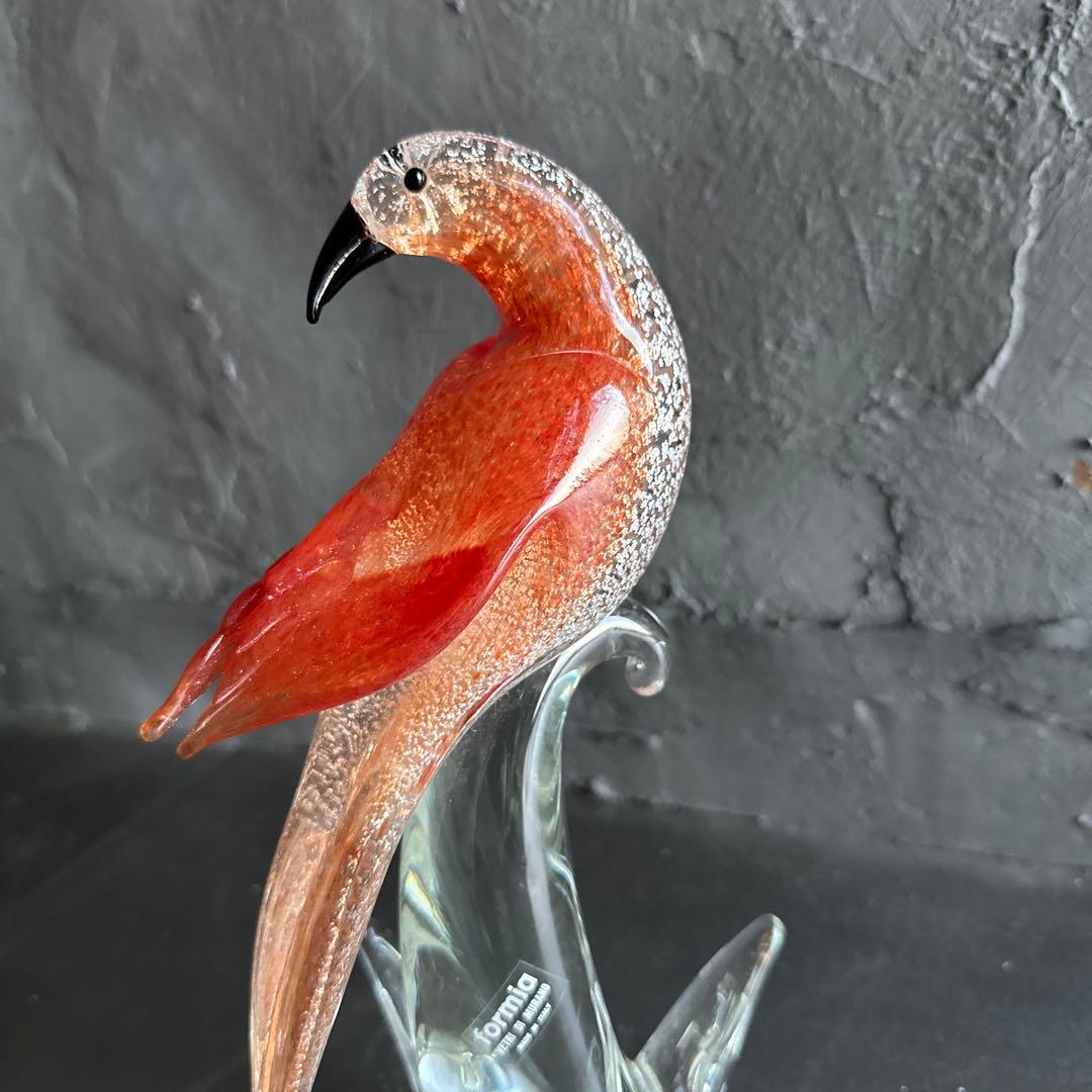 瞬間お値下げ‼️すごい存在感！イタリア製ムラーノガラス　フォルミア社製オウム置物