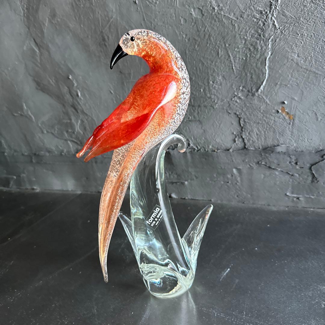 瞬間お値下げ‼️すごい存在感！イタリア製ムラーノガラス　フォルミア社製オウム置物