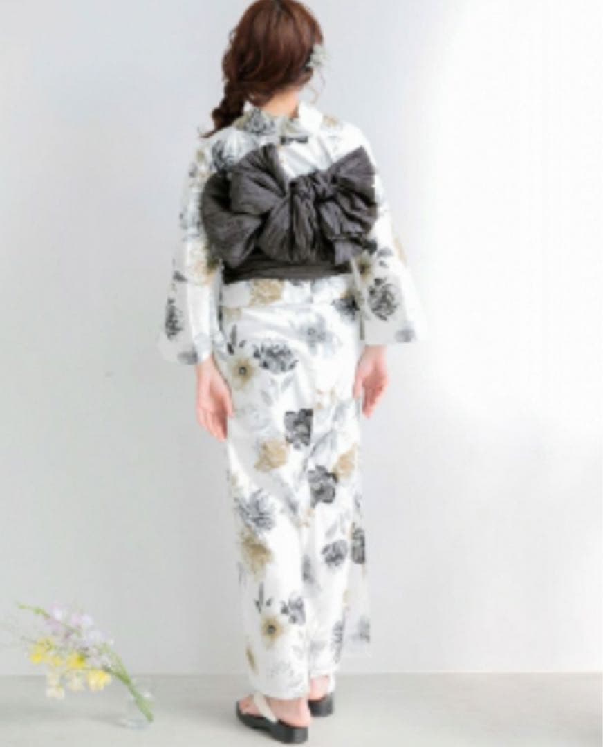 花柄 浴衣・帯・靴・着付け本付き　5点セット