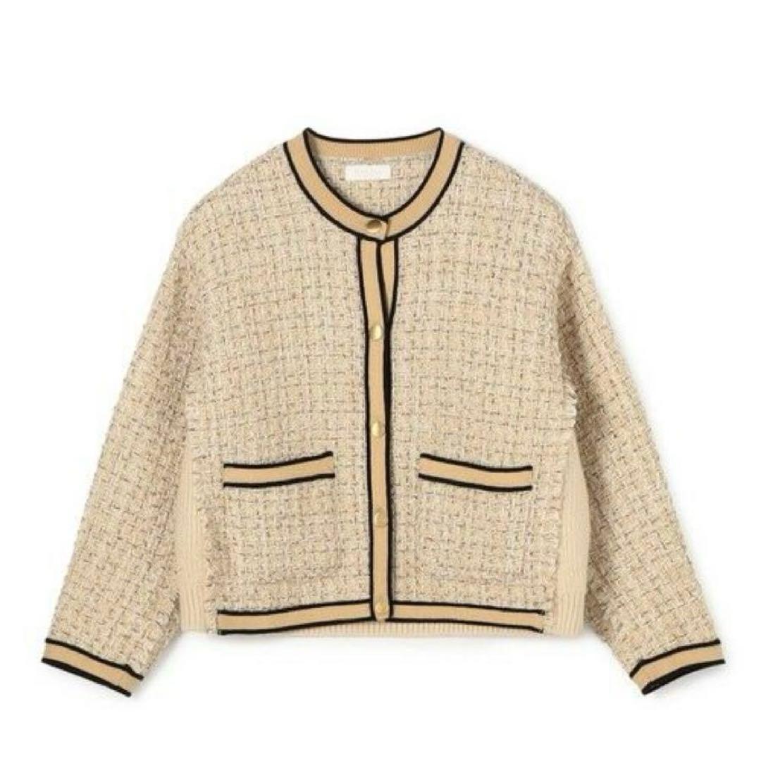 TOMORROWLAND ニットコンビツイード クルーネックジャケット