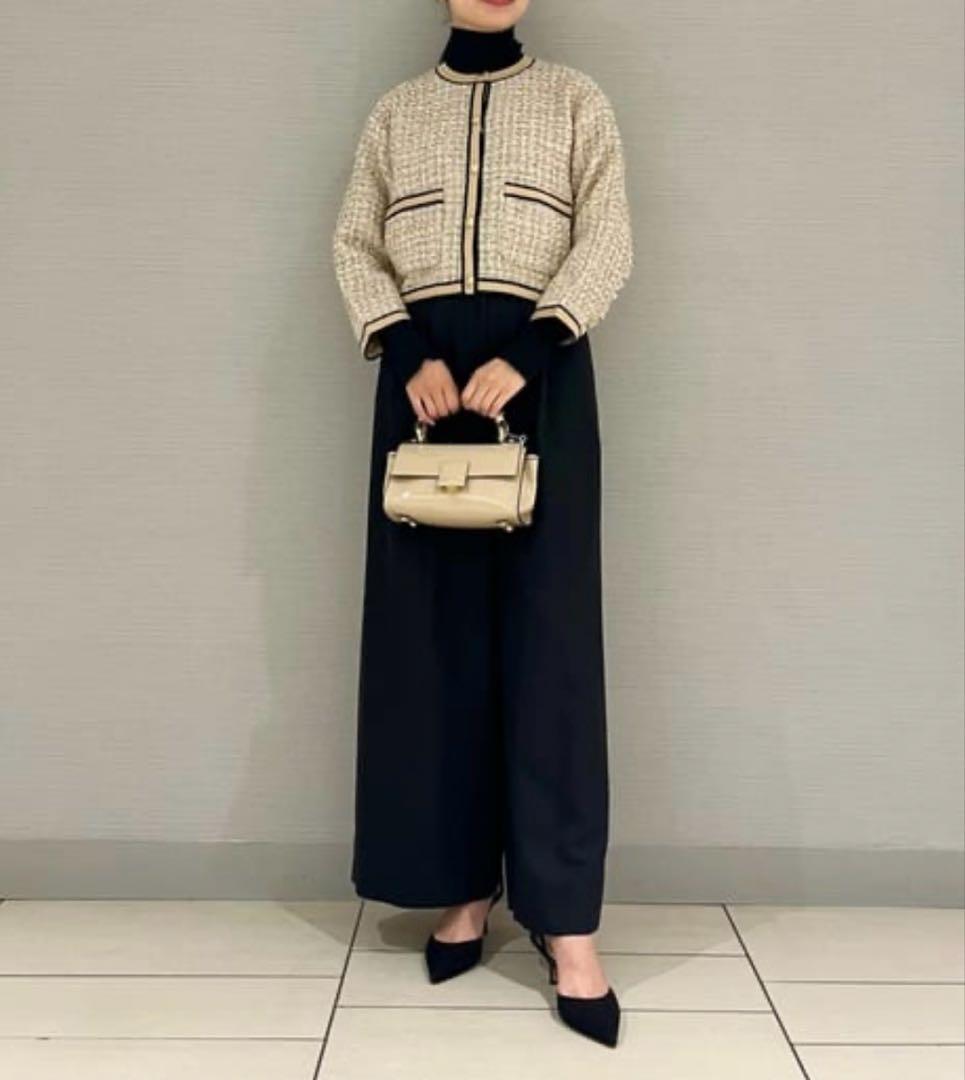 TOMORROWLAND ニットコンビツイード クルーネックジャケット