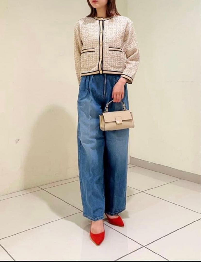 TOMORROWLAND ニットコンビツイード クルーネックジャケット