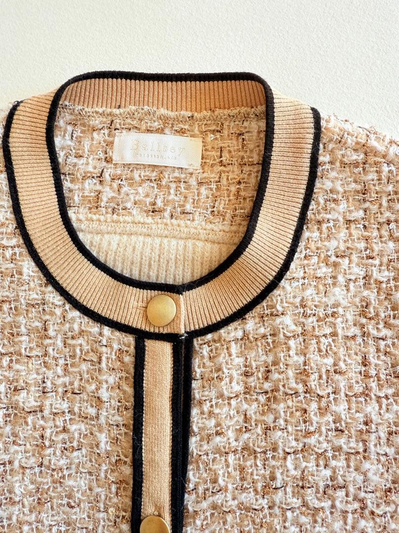 TOMORROWLAND ニットコンビツイード クルーネックジャケット