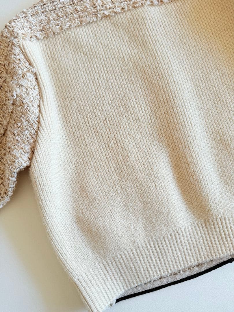 TOMORROWLAND ニットコンビツイード クルーネックジャケット