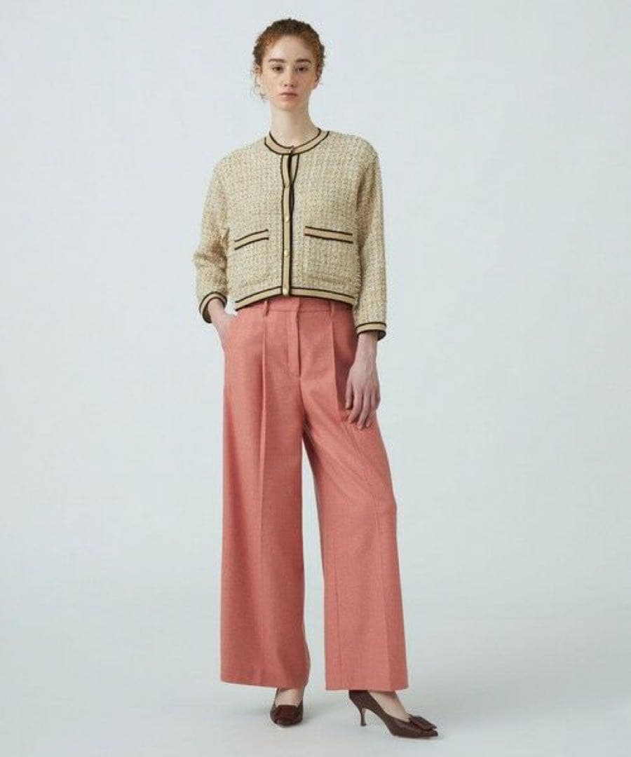 TOMORROWLAND ニットコンビツイード クルーネックジャケット