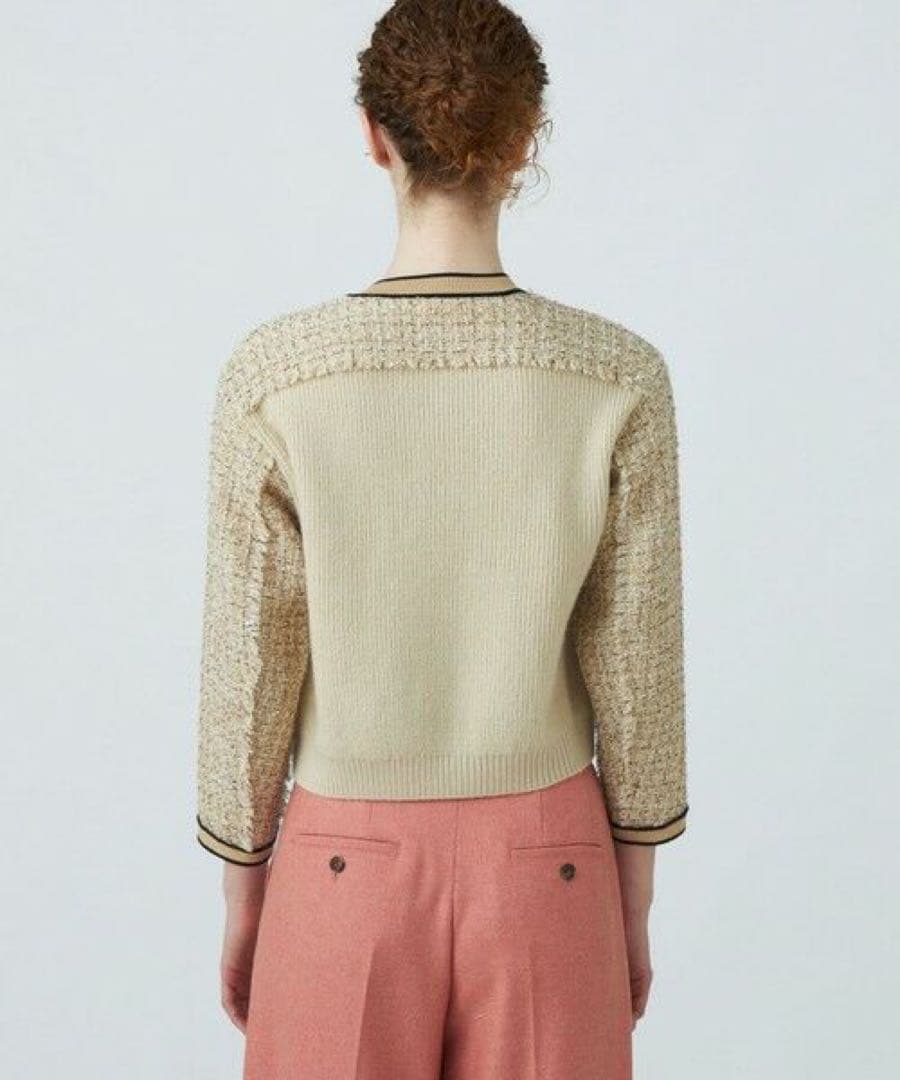 TOMORROWLAND ニットコンビツイード クルーネックジャケット