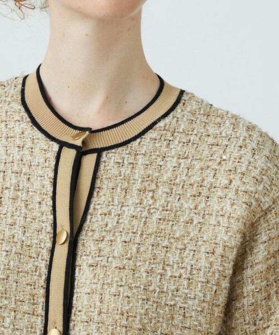 TOMORROWLAND ニットコンビツイード クルーネックジャケット