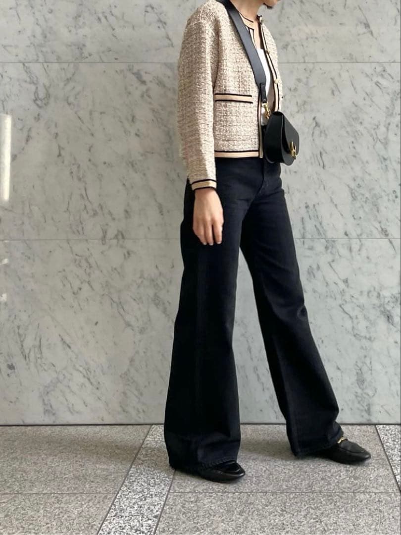 TOMORROWLAND ニットコンビツイード クルーネックジャケット