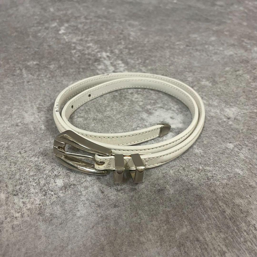 ヴェルサーチ　ベルト　レザー　ホワイト　シルバー　ウエスト