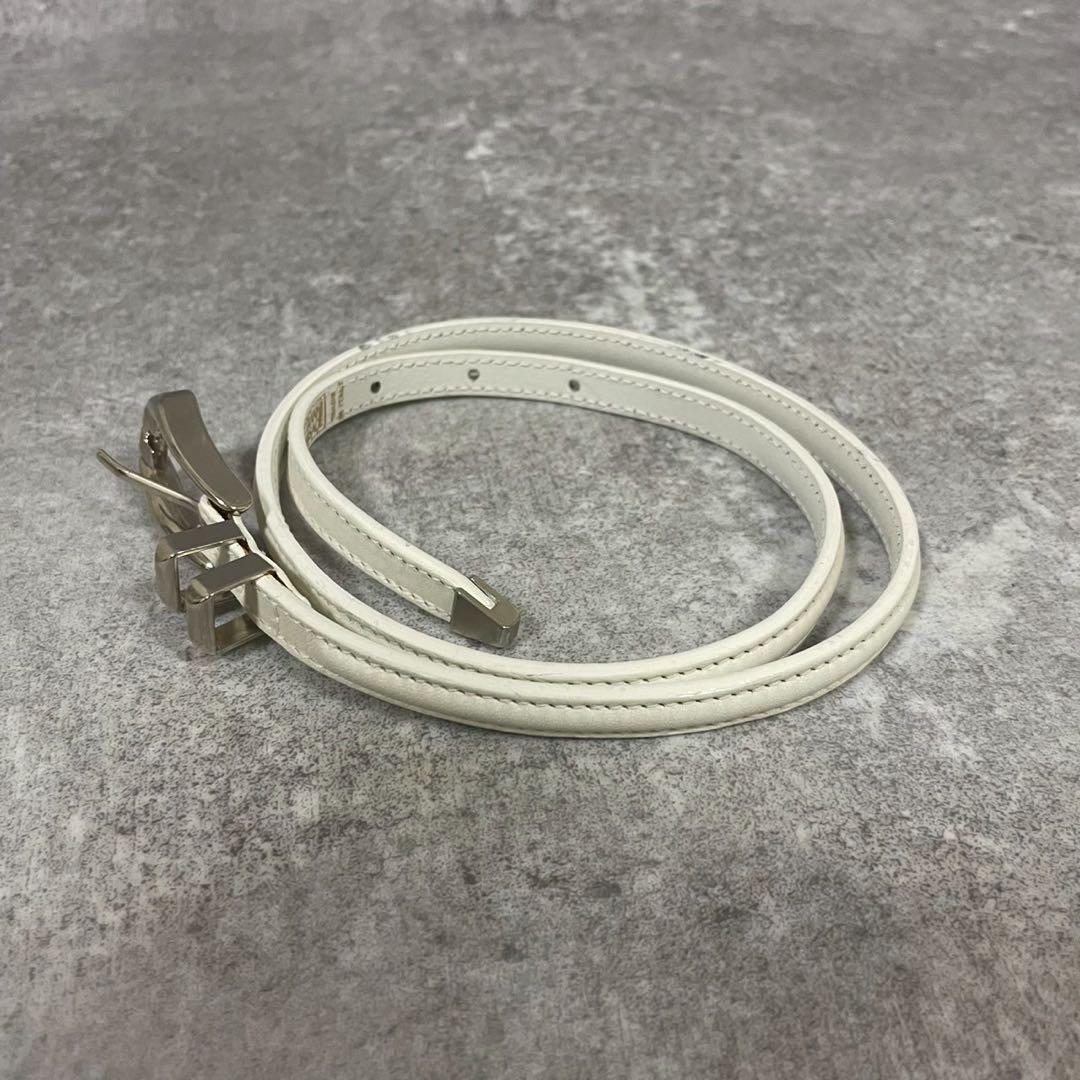 ヴェルサーチ　ベルト　レザー　ホワイト　シルバー　ウエスト