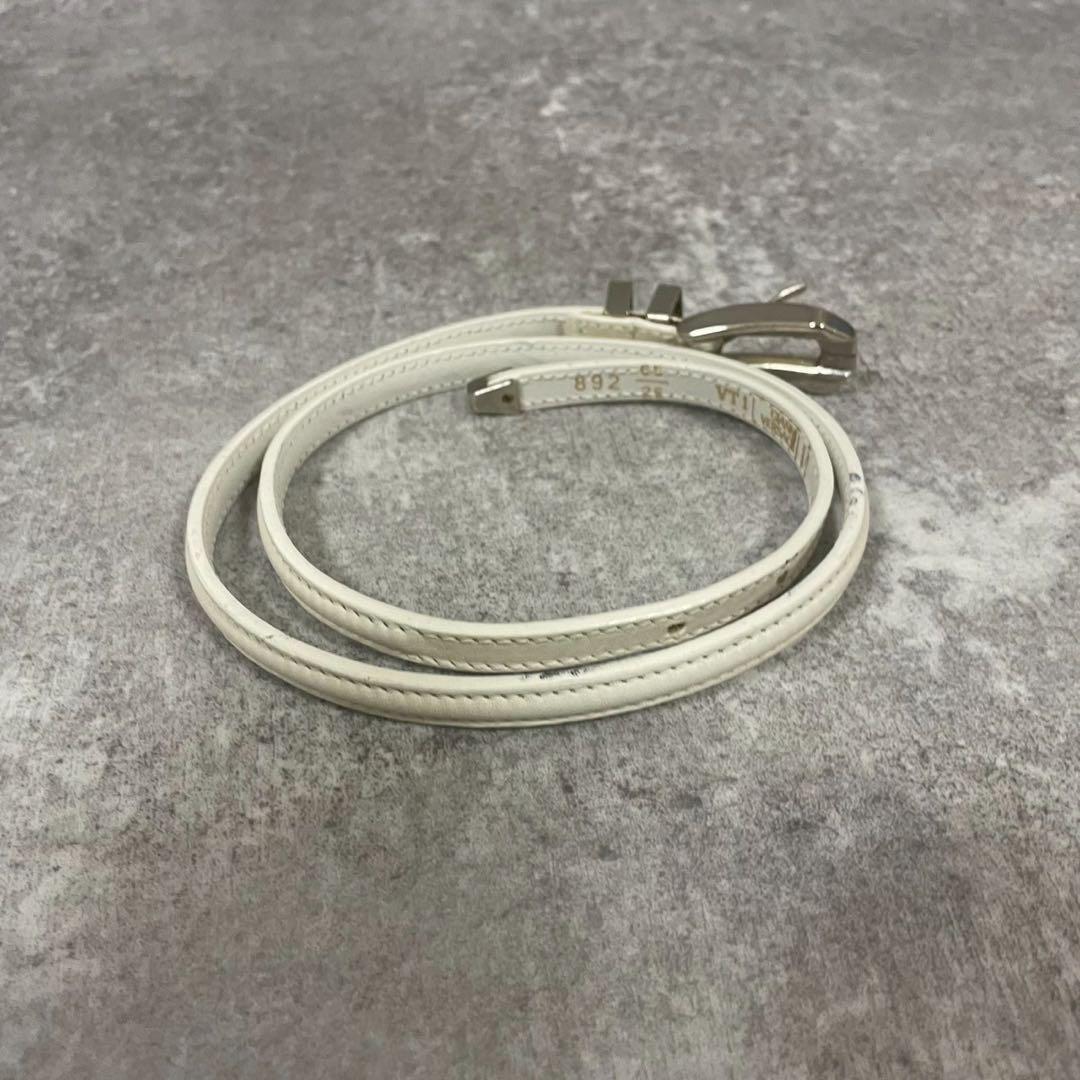 ヴェルサーチ　ベルト　レザー　ホワイト　シルバー　ウエスト