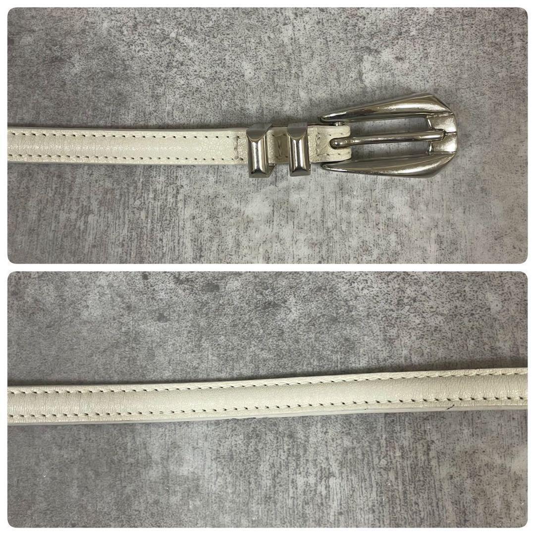 ヴェルサーチ　ベルト　レザー　ホワイト　シルバー　ウエスト