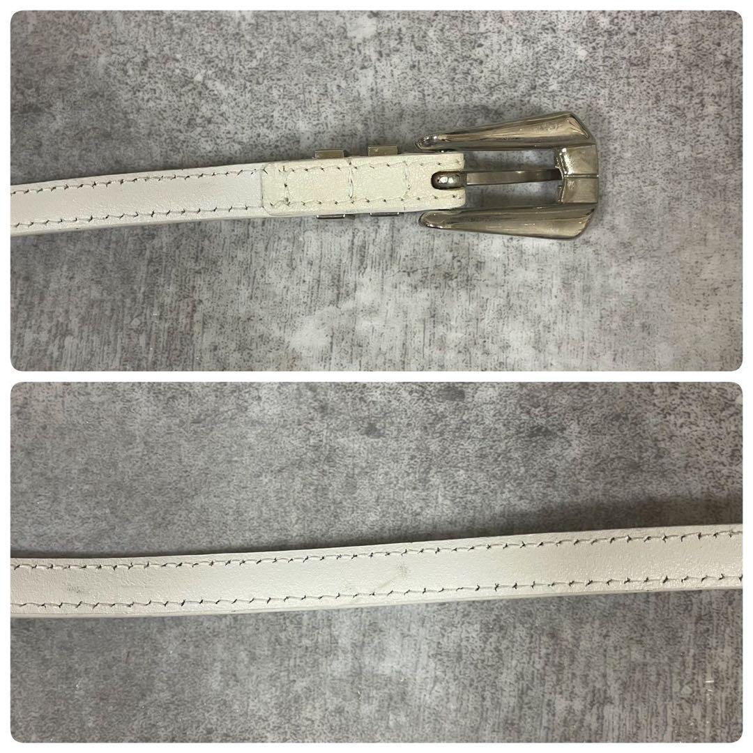 ヴェルサーチ　ベルト　レザー　ホワイト　シルバー　ウエスト