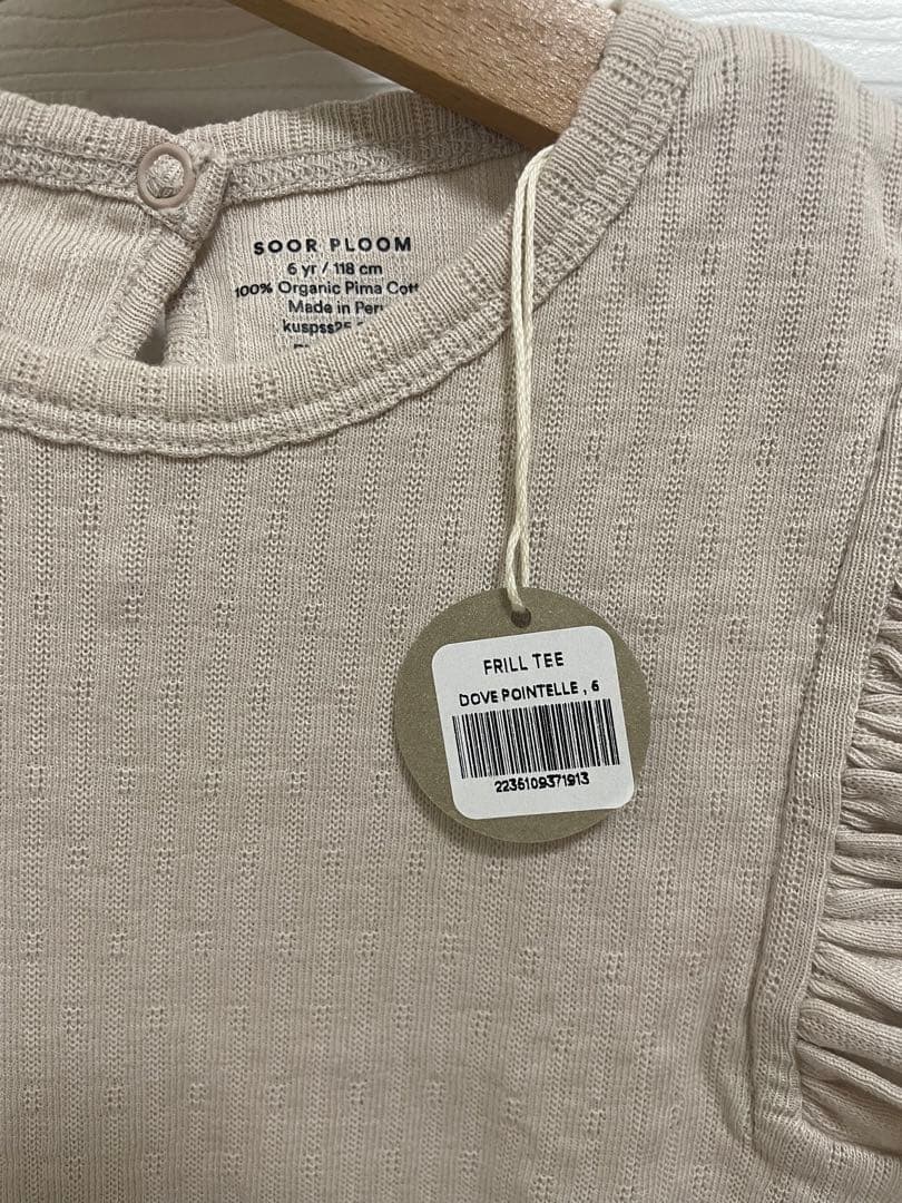 新品Soor Ploom Frill Tee 6Y Dove Pointelle