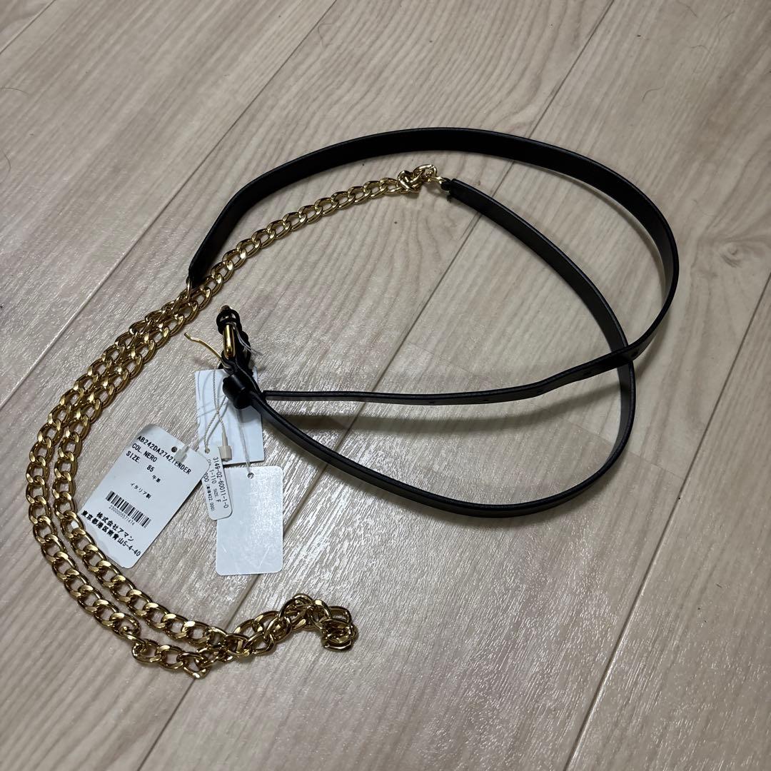 ATELIER AMBOISE チェーンコンビベルト　ブラック　牛革