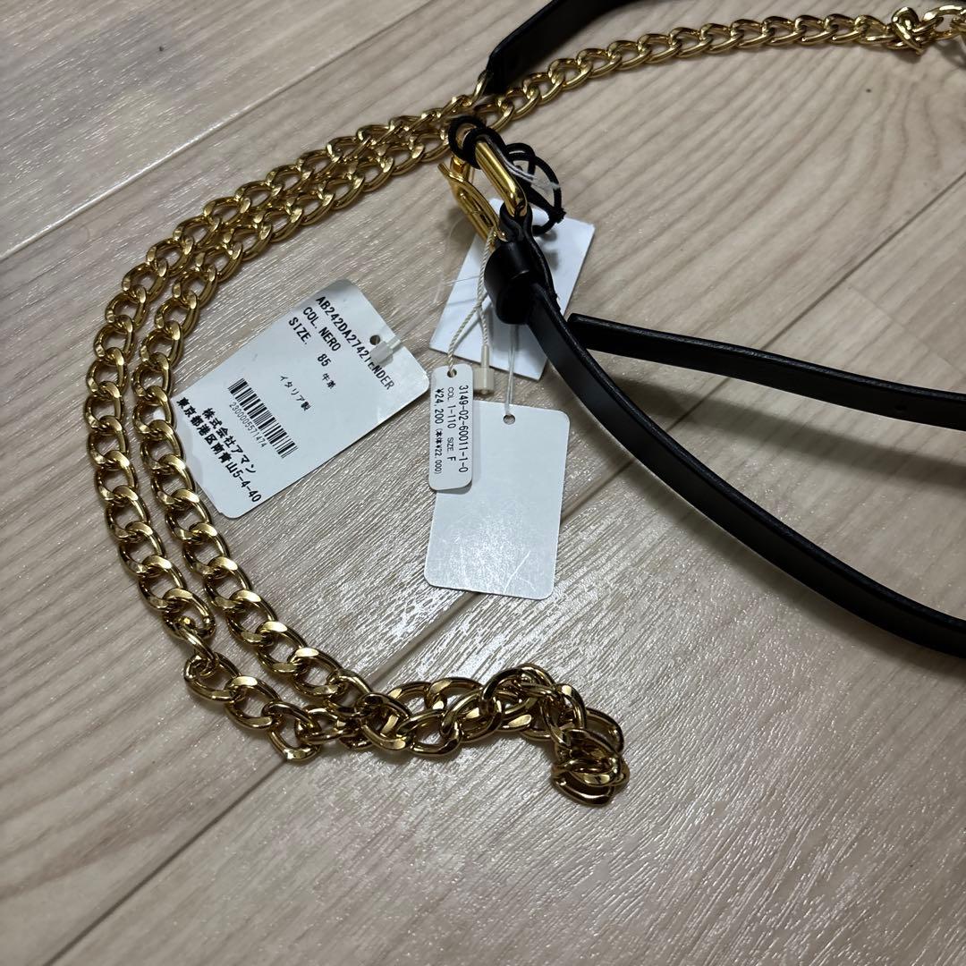 ATELIER AMBOISE チェーンコンビベルト　ブラック　牛革