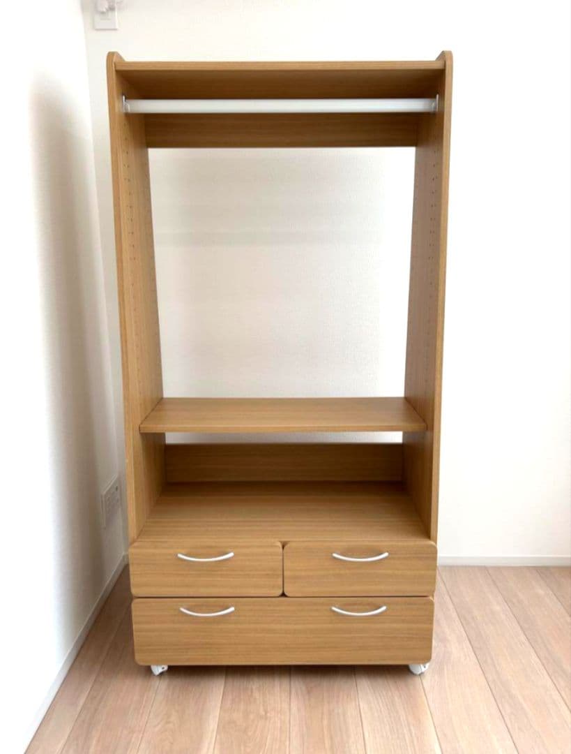 木製ハンガーラック 引き出し付き