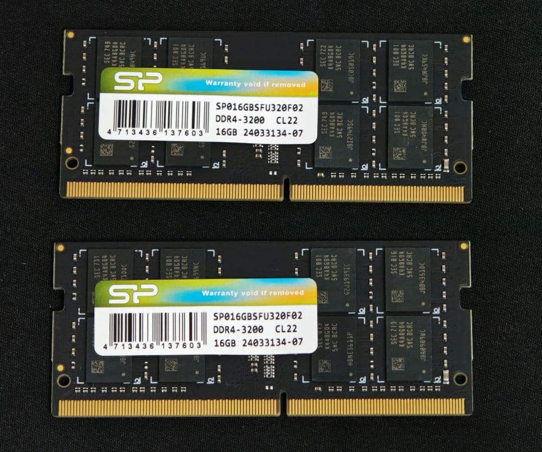 シリコンパワー ノートPC DDR4 3200 16GBメモリ 2枚