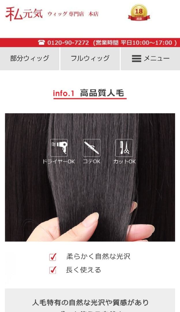 値下げしました！試着のみ！私元気　定価25000円　部分ウィッグ 人毛