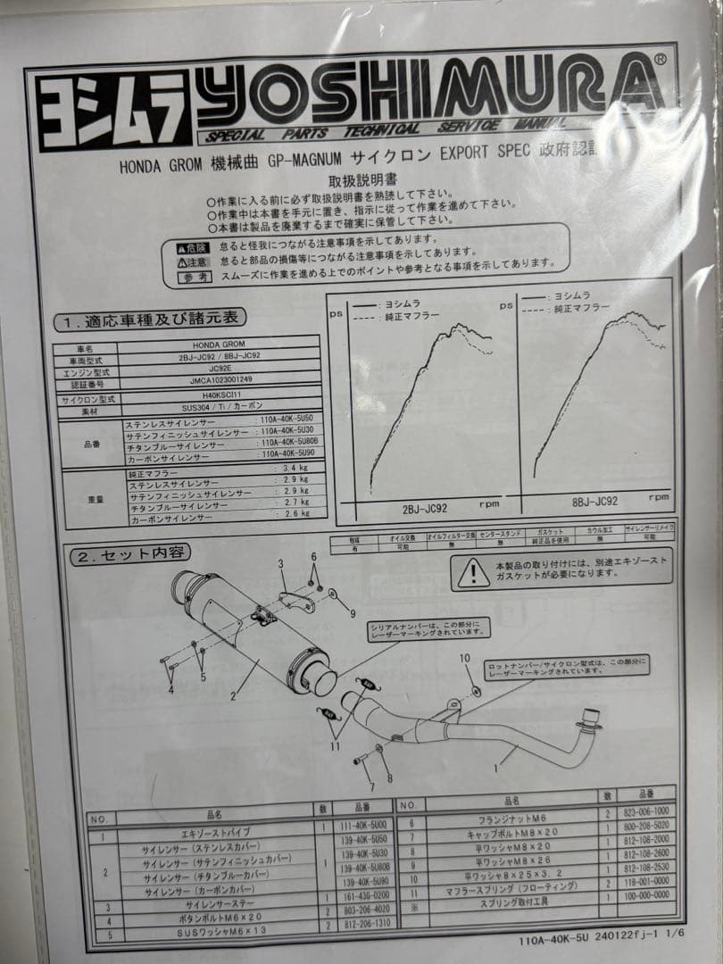 GROM JC92 ヨシムラ マフラー