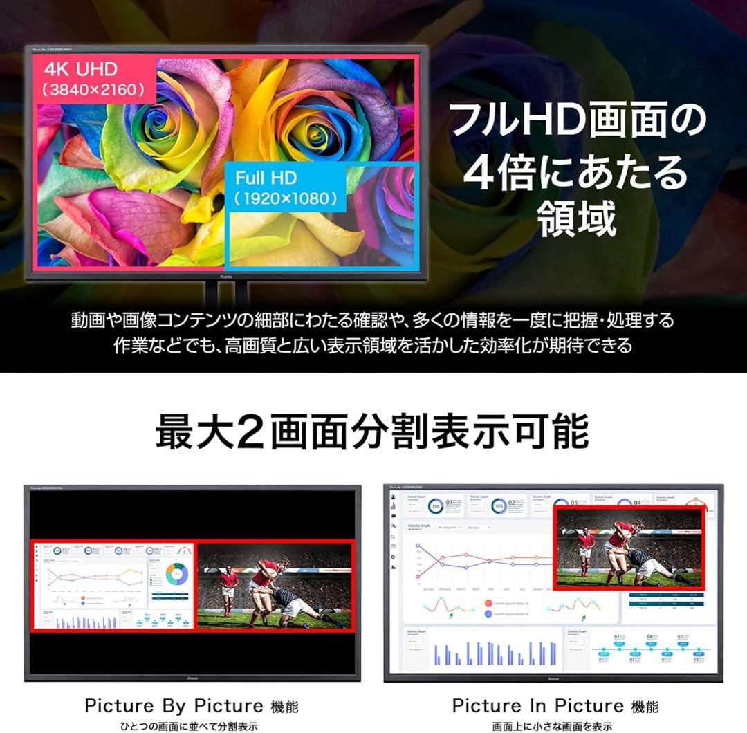 iiyama 4K ディスプレイ XB3288UHSU-B1 31.5型 美品