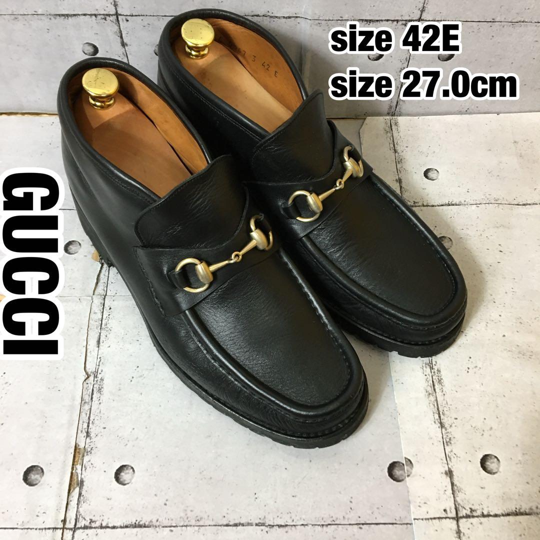 美品　GOCCI グッチホースビットモカシン　ブラック42E 27.0cm
