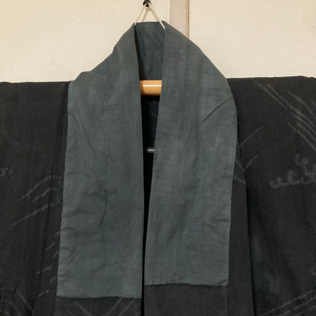 本麻　洗える長襦袢　カラー襦袢　黒　リサイクル　tn