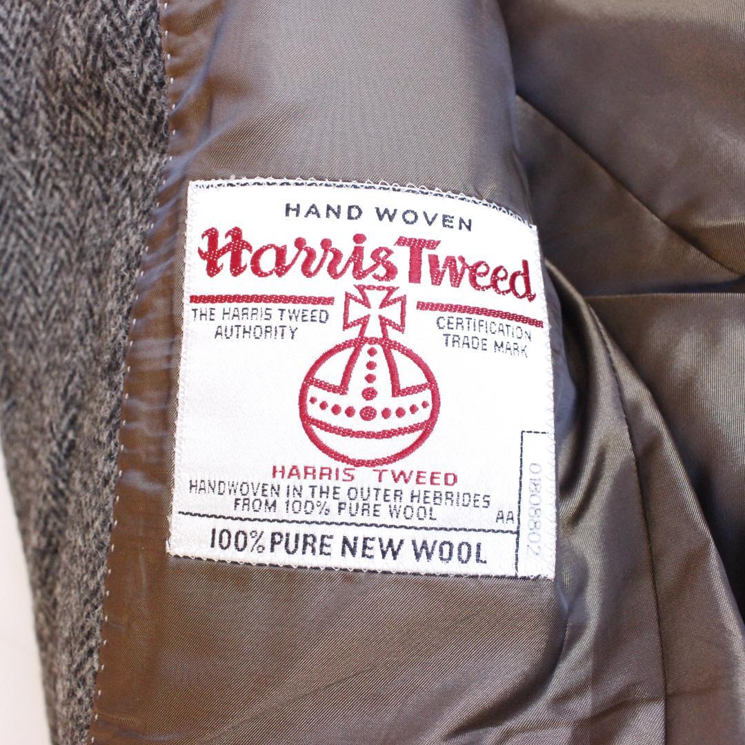 Harris Tweed ヘリンボーンテーラードジャケット グレー ウール M
