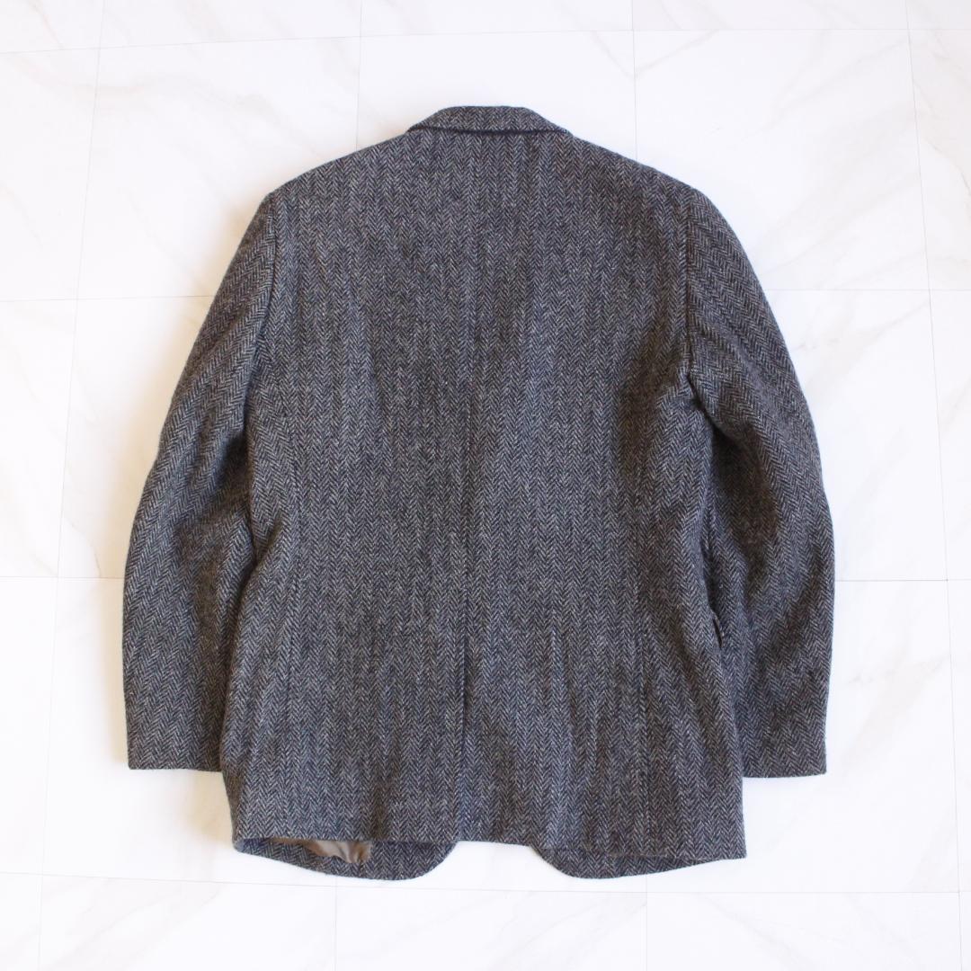 Harris Tweed ヘリンボーンテーラードジャケット グレー ウール M