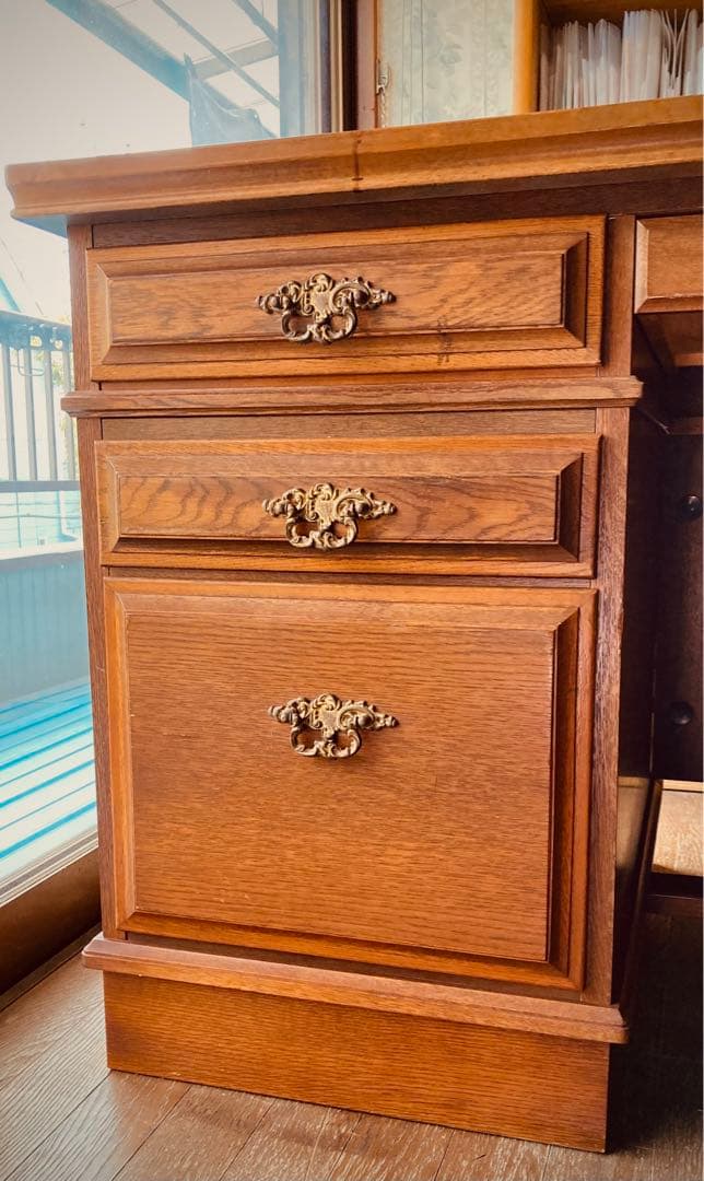 カリモク　両袖机　コロニアル