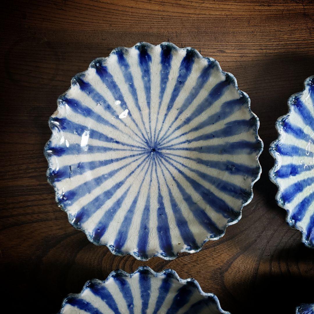 美濃焼　澤窯　可児一広　染十草　皿　4枚　訳あり　欠け　多数