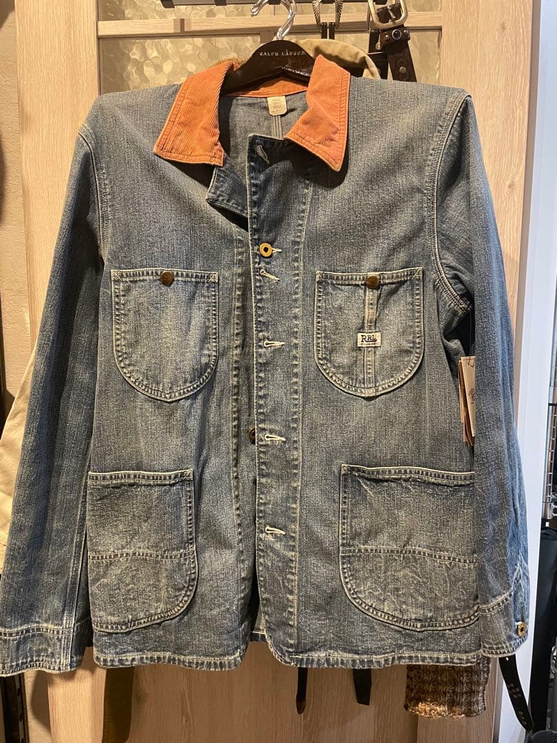 ラルフローレンRRL タグ付けカバーオール US/M デニム/オレンジ